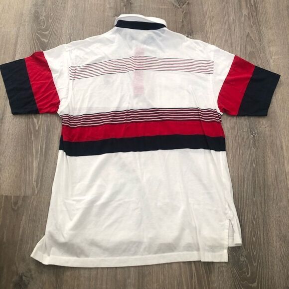 Vtg 80s Aureus Mickey Mouse Golf Short Sleeve Polo Shirt Medium Red White Blue - Picture 6 of 10